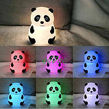 Дитячий силіконовий світильник нічник Панда м'який 14 см з різнокольоровим підсвічуванням (60701), фото 2