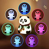 Дитячий силіконовий світильник нічник Панда м'який 14 см з різнокольоровим підсвічуванням (60701), фото 6