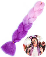 Канекалон AVADONA синтетичне волосся для плетіння коси, омбре рожевий з фіолетовим.