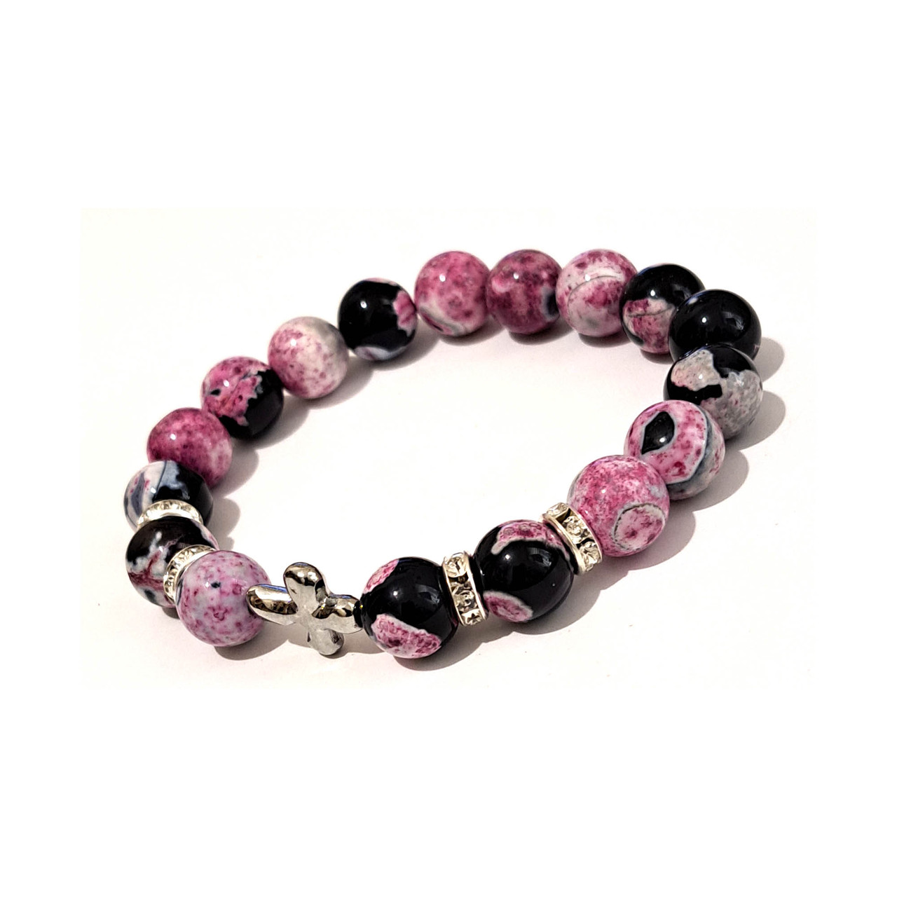 Браслет з натурального каменю агат. Диаметр бусин 10 мм, фото 1