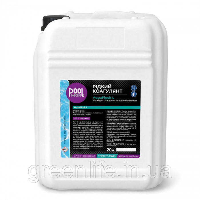 Засіб для очищення та освітлення води коагулянт Poolman AquaFlock L, 20 л