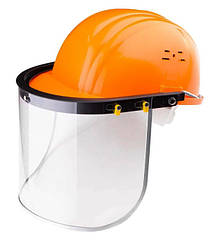 Захисний комплект: будівельна каска із захисним екраном для обличчя