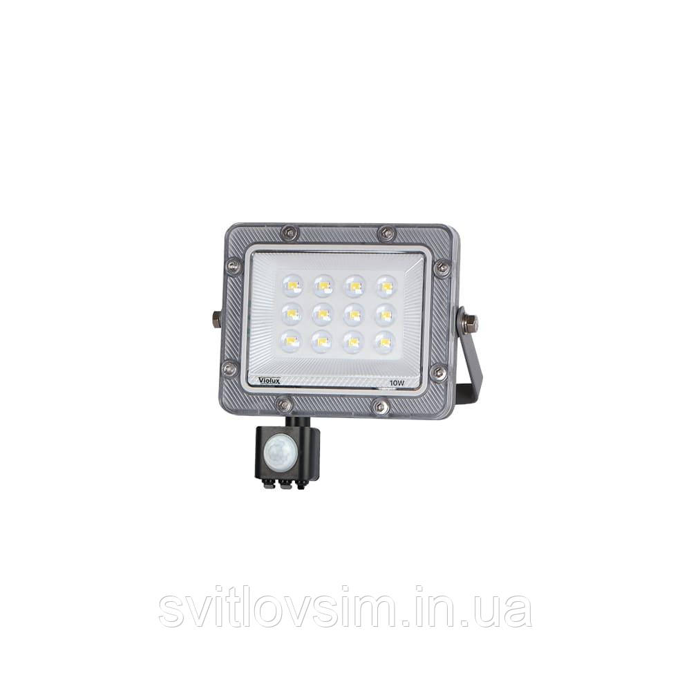 Прожектор LED Violux CARBON-S 10W 5000K 1000lm IP65 з датчиком, фото 1