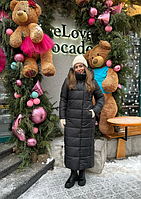 Стильне жіноче зимове пальто з капюшоном Агата чорне, розміри 44-58