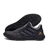 Весняні осінні чоловічі кросівки з натуральної шкіри в чорному кольорі із сірими вставками, фото 3