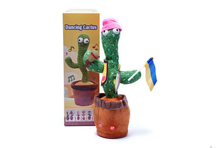 Танцюючий кактус із мікрофоном Олег Патріот Dancing Cactus з підсвіткою 32 см (Без цензури) повторюшка, фото 1