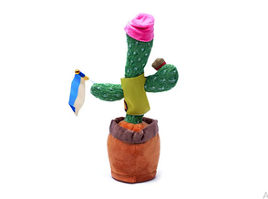 Танцюючий кактус із мікрофоном Олег Патріот Dancing Cactus з підсвіткою 32 см (Без цензури) повторюшка, фото 4