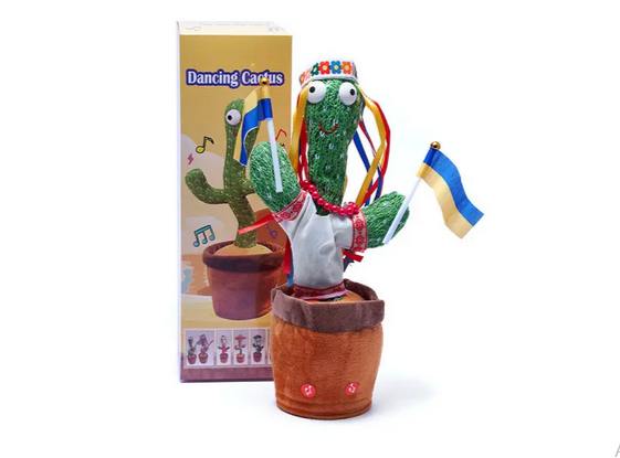 Танцюючий кактус Українка Стефанія Dancing Cactus з підсвіткою 32 см (Без цензури) повторюшка та USB