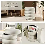 Пуф із місцем для зберігання речей Altu оксамитовий, кремово-білий, фото 3