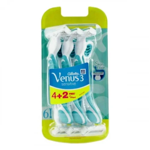 Одноразові жіночі станки Gillette Venus 3 Sensitive Skin Elixir (4+2шт.)