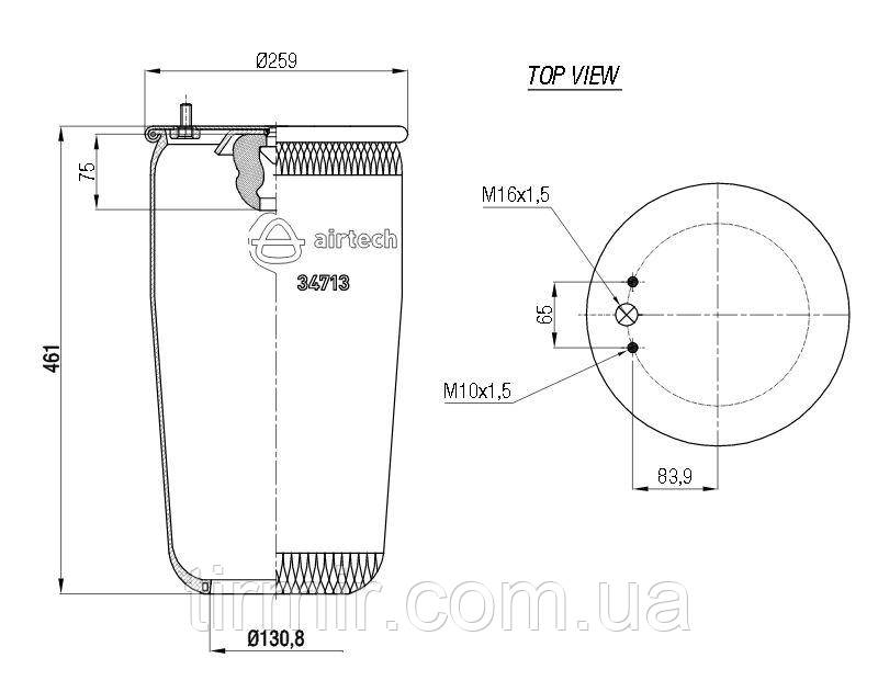 Пневмоподушка підвіски без стакана 4713NP04, фото 1