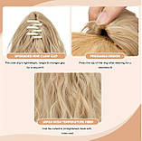 Штучний хвіст хвилястий шинйон на крабі чорний 33 см, фото 2