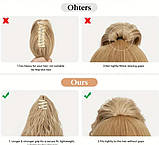 Штучний хвіст хвилястий шинйон на крабі чорний 33 см, фото 4