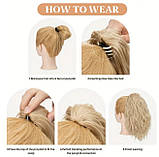 Штучний хвіст хвилястий шинйон на крабі чорний 33 см, фото 5