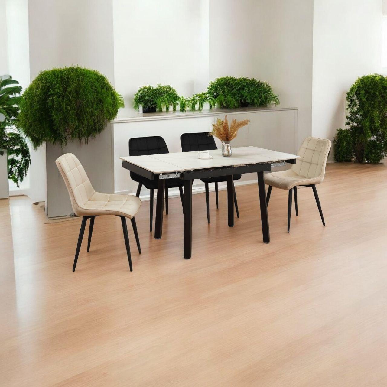 Обідній стіл кераміка Ashwood DT-2402 90/140 matt silver white