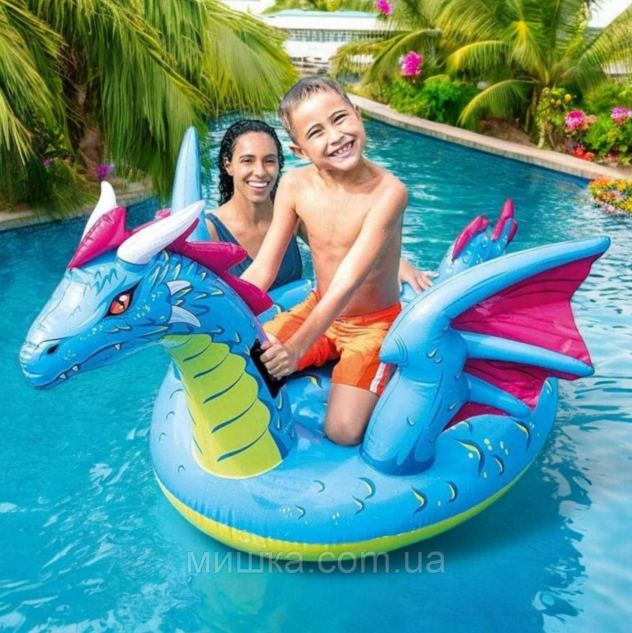 Надувний пліт для катання Intex 57563 «Дракон», 201*181 см, 2 ручки