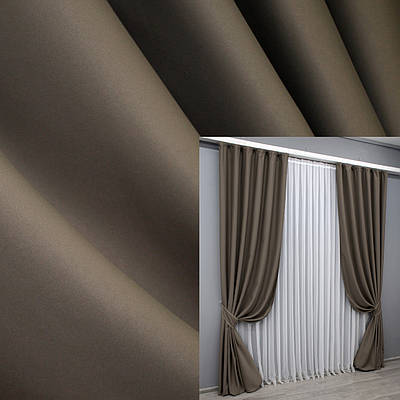 Комплект штор (2шт. 1,5х2,9м.) блекаут, колекція "Midnight". Колір какао. Код 1673ш 33-0567