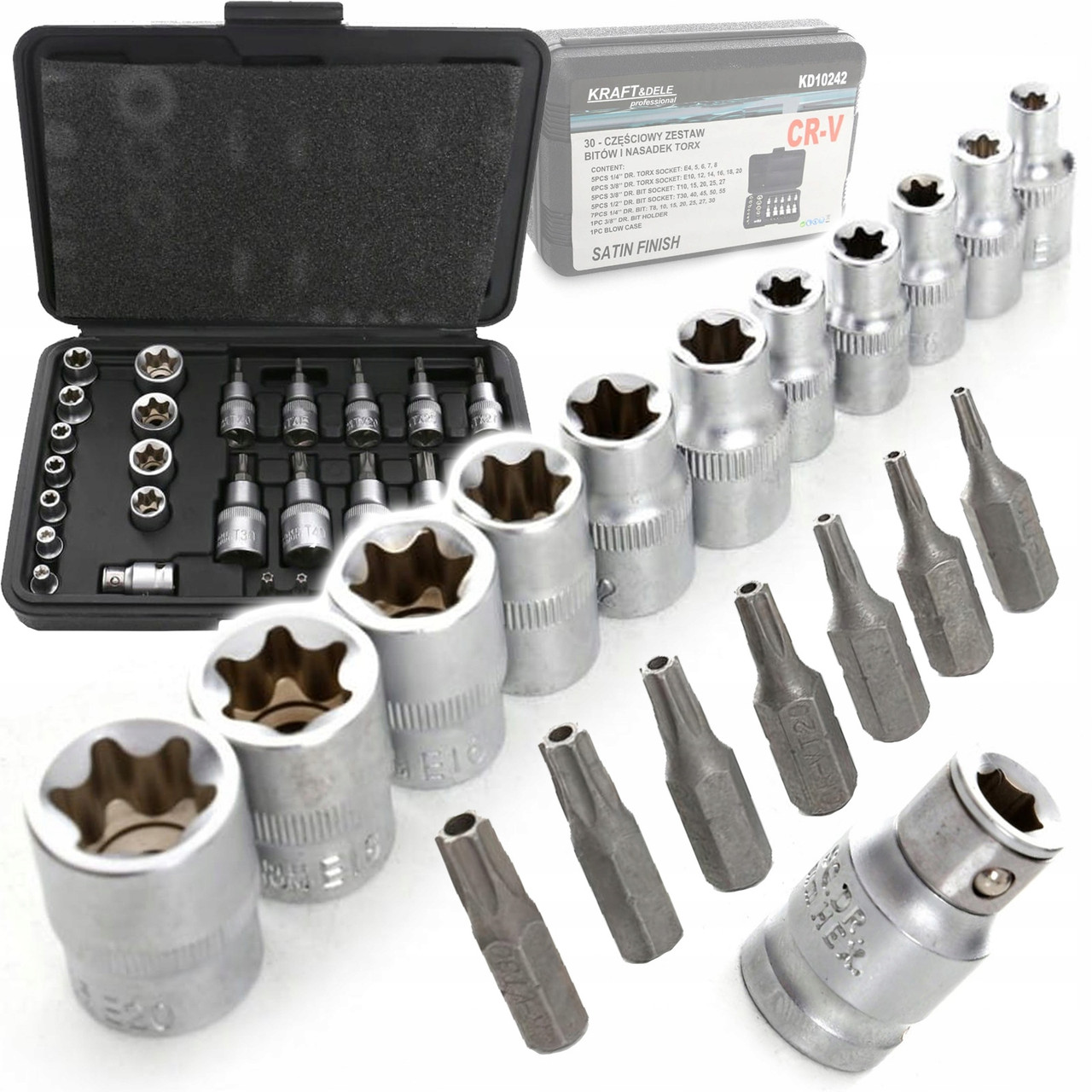 Набір біт та головок у кейсі Torx 30шт. Kraft&Dele KD10242