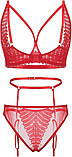 Червона спокуслива білизна з елементами портупеї на грудях, фото 4