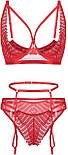 Червона спокуслива білизна з елементами портупеї на грудях, фото 3