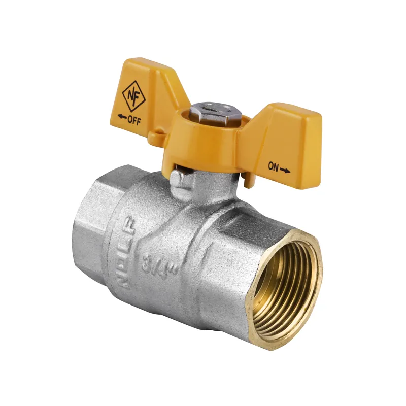 Кран кульовий Nolf NF.712 — 3/4" FF ГГМ YELLOW, ручка "метелик" жовта (NF2946)