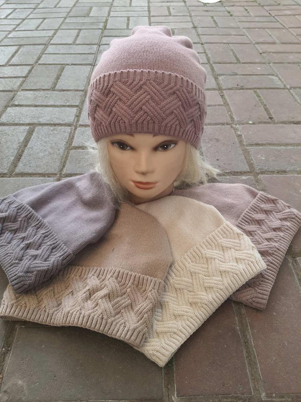 Шапка в'язана одинарна для дівчинки Оптом