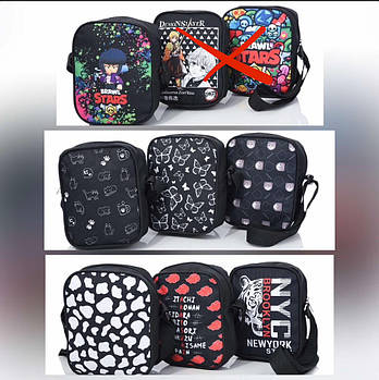 Сумка 20*15 см спортивна підліткова через плече на блискавці з кишенею та довгим ремінцем Panda