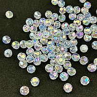 Бусини акрил грань 8 мм 250 грамів колір прозорий із переливом АВ