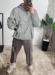 Анорак куртка чоловічий сірий весна-осінь з капюшоном Reflektive