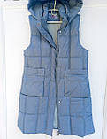 Жилетка жіноча подовжена блакитна, фото 3