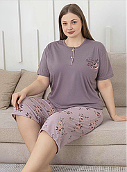 Піжама жіноча БАТАЛ капрі та футболка 2XL-4XL ТУРЦІЯ Mir6704