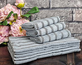 Рушник махровий для рук  Сіра Смужка, 100% бавовна (35*75см)