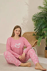 Піжама жіноча БАТАЛ ШТАНЦІі та ЛОНГСЛІВ 3XL-5XL РОЖЕВИЙ ТУРЦІЯ PJ7330-3