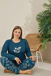 Піжама жіноча БАТАЛ ШТАНЦІі та ЛОНГСЛІВ 3XL-5XL МОРСЬКА ХВИЛЯ ТУРЦІЯ