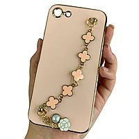 Чохол для Apple iPhone SE 2020 пудровий з ланцюжком