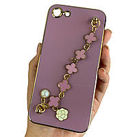 Чохол для Apple iPhone SE 2020 чорничний з ланцюжком