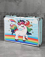 Преміум Набір для малювання та творчості в кейсі Єдиноріг 144 предмети два яруси а ВТ6016