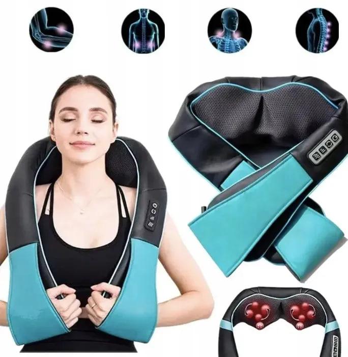 Універсальний роликовий масажер для тіла з підігрівом Massage Shawl, чорно-синій