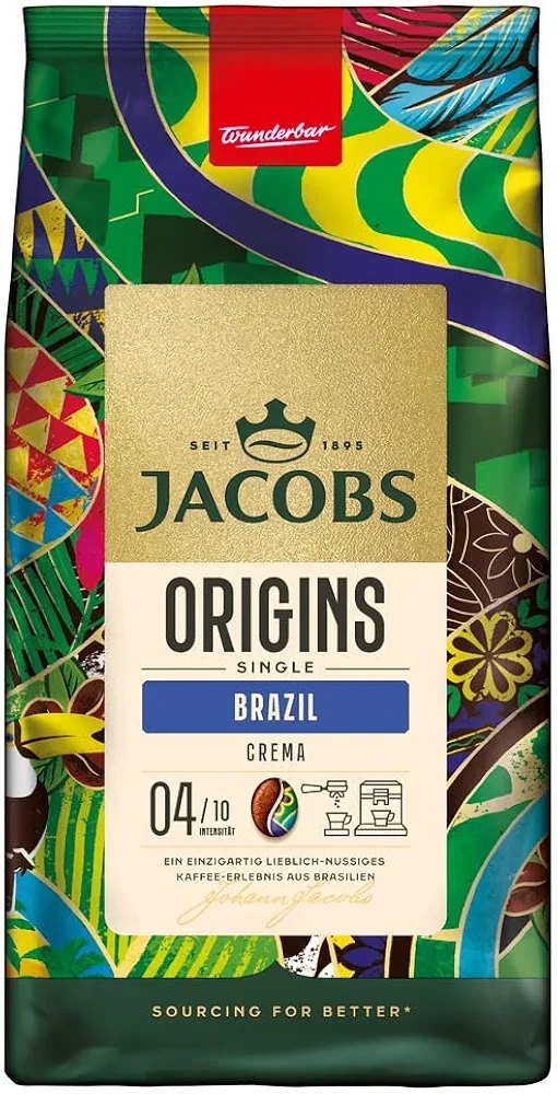 ОРИГІНАЛ! Кава в зернах Jacobs Brazil 1кг, 100% Арабіка (Jacobs Brazil Crema новий дизайн на фото 2)