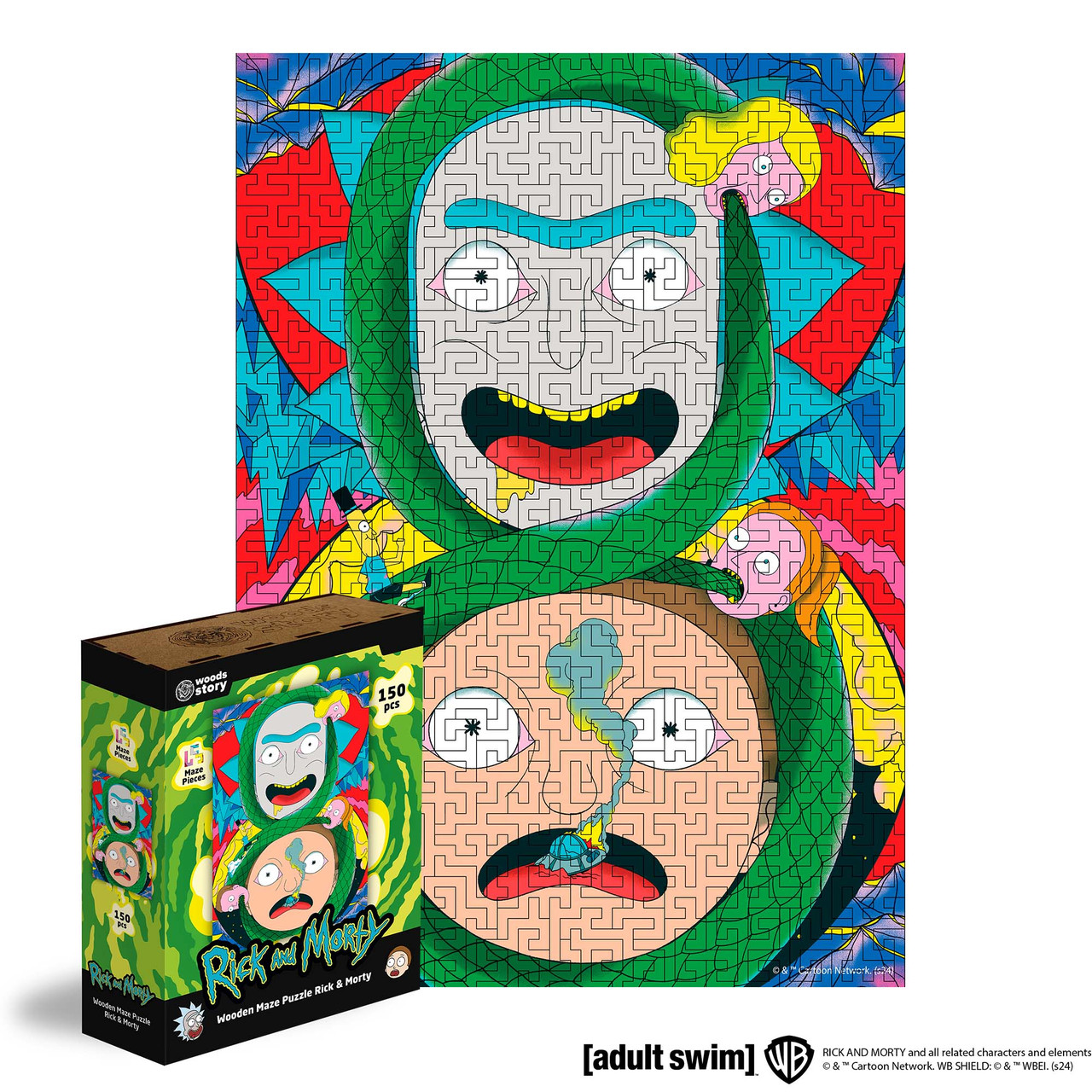 Дерев'яний пазл-лабіринт Rick & Morty™ Нескінченні Пригоди L, фото 1