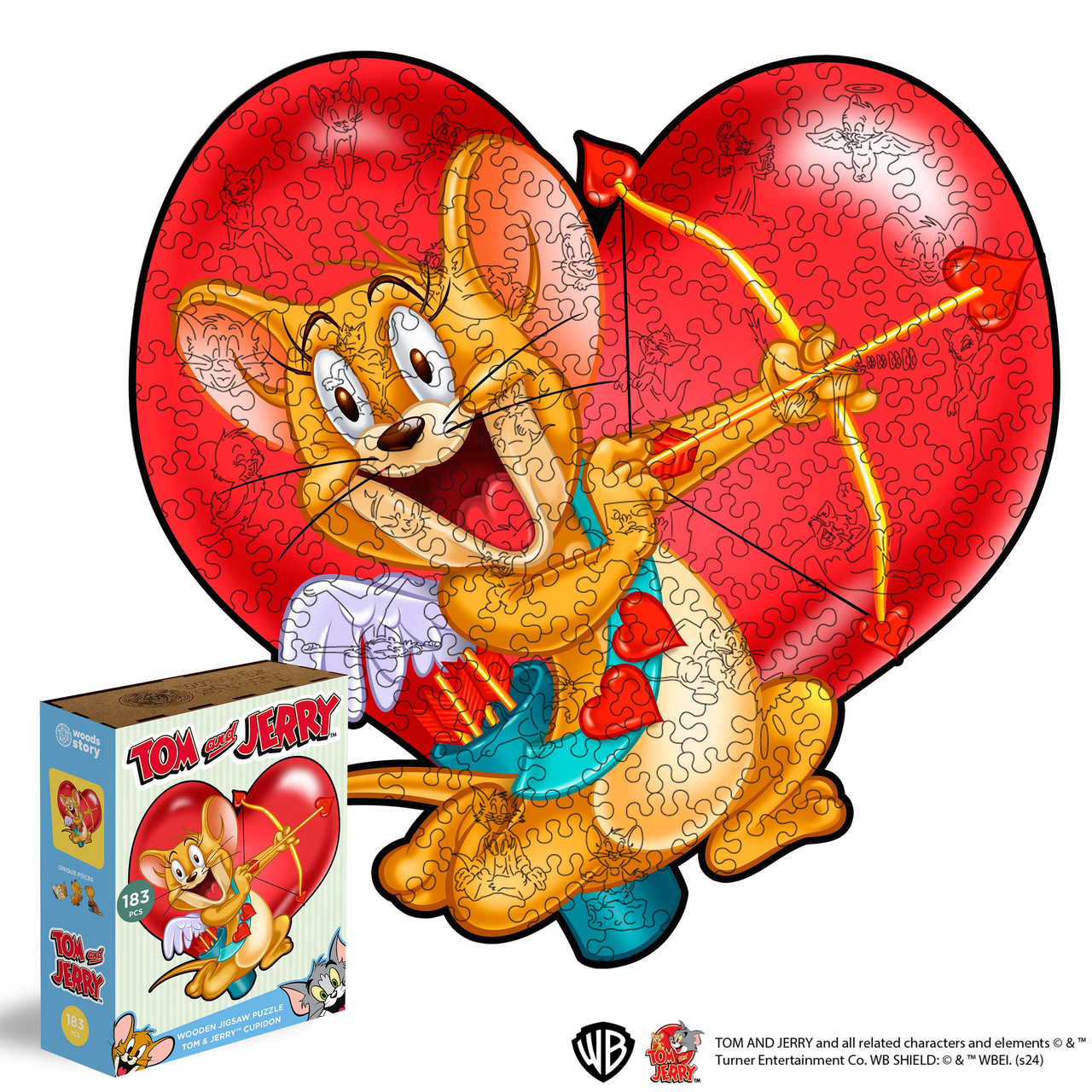 Фігурний дерев'яний пазл Tom & Jerry™ Купідон XL, фото 1