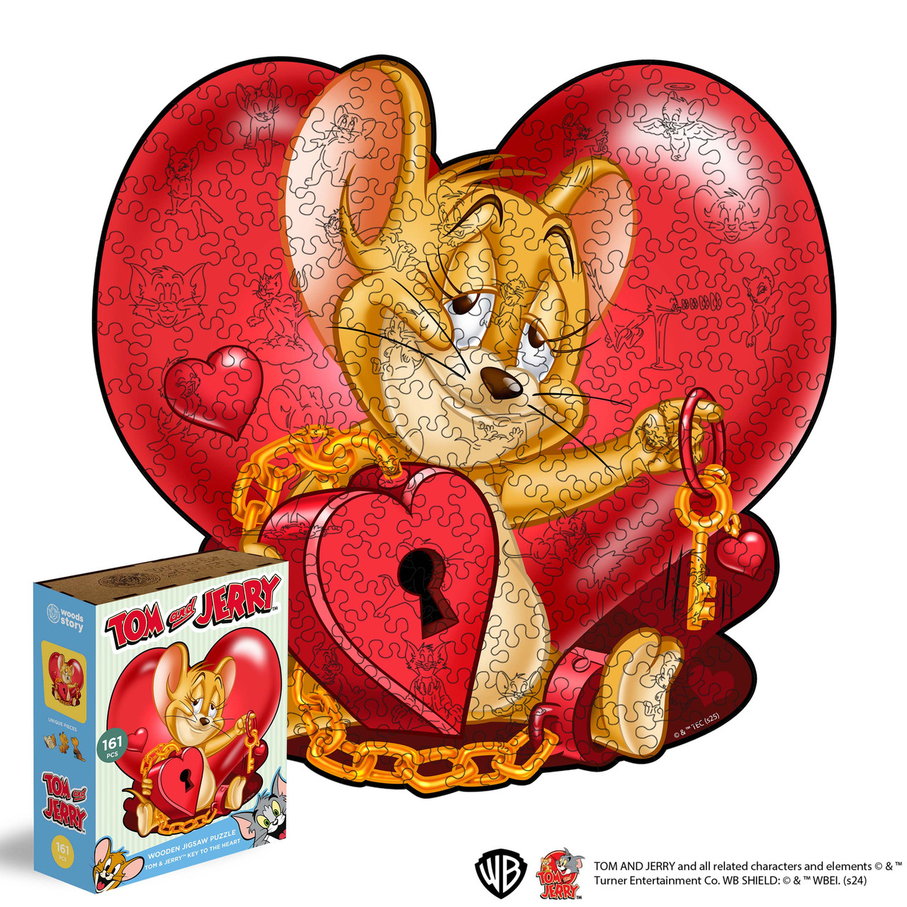Фігурний дерев'яний пазл Tom & Jerry™ Ключ до серця XL, фото 1