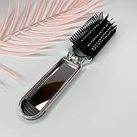Щітка для волосся Finding Гребінець для волосся складна з дзеркалом Сріблястий 20 см х 4 см