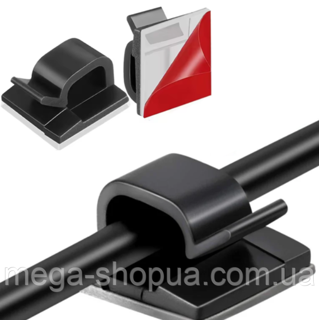 Самоклеючий органайзер тримач фіксатор для кабелів проводів, кабельний органайзер Feyzo 10 шт. Білий