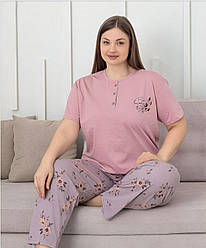 Піжама жіноча БАТАЛ ШТАНЦІ та футболка 2XL-4XL Pure Serenity ТУРЦІЯ Mir6608
