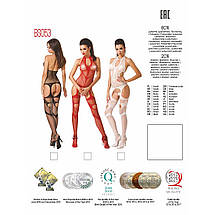 Боді-стокінг Passion BS053 white, комбінезон, імітація панчох та пояса, фото 6