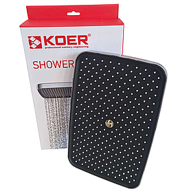 Прямокутна лійка для верхнього тропічного душу. KOER Чехія KP-0402-01-OH 310×200 колір чорний + хром