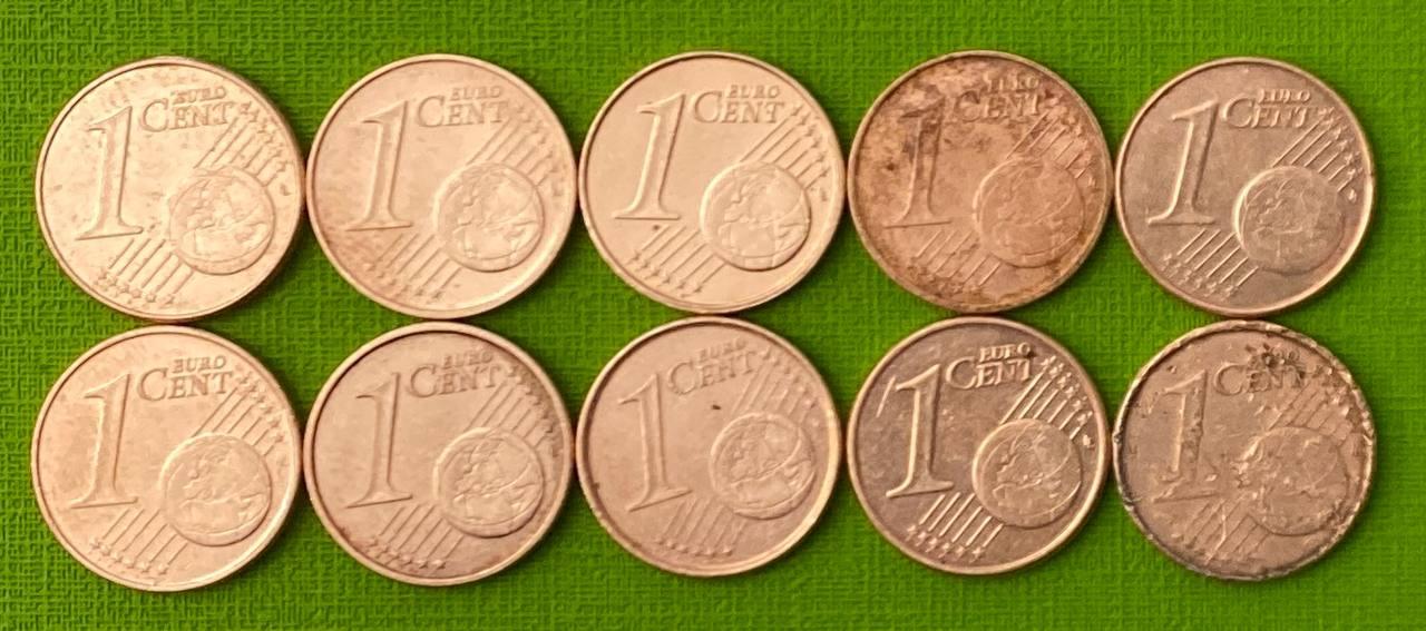 Набір монет Євросоюзу 1 євро цент 10 монет — 10 країн