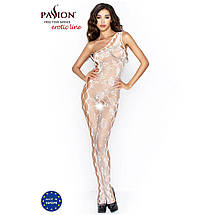 Боді-стокінг Passion BS036 white, комбінезон, лямка через одне плече, фото 2