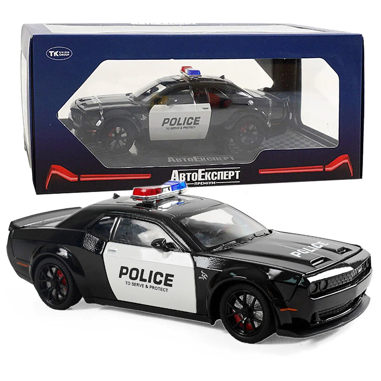 Машина металева поліція Авто Експерт метал 1:24 звук світло інерція відкр двері 20*8,5*6,5см (GT-98350), фото 1